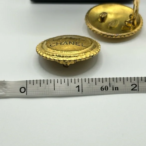 Chanel Gold Button Earrings - Picture 8 of 9